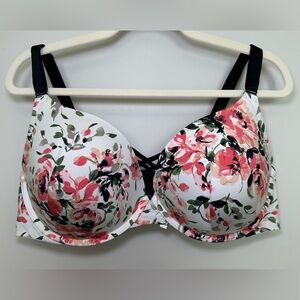 Torrid Curve Floral Underwire T-Shirt Bra White Pink Black Full Coverage 44DD